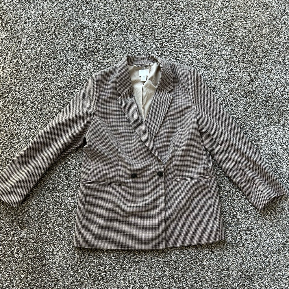 H&M Double Breasted Houndstooth Blazer